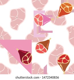 Whole foot, fresh meat. Image for farm shop concept. Vector background.