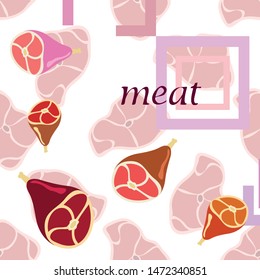 Whole foot, fresh meat. Image for farm shop concept. Vector background.