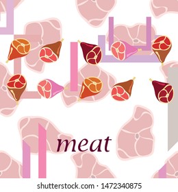 Whole foot, fresh meat. Image for farm shop concept. Vector background.