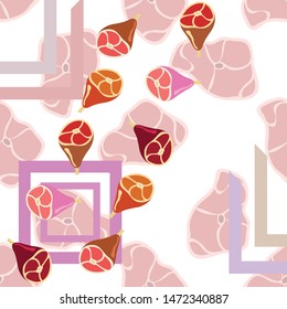 Whole foot, fresh meat. Image for farm shop concept. Vector background.