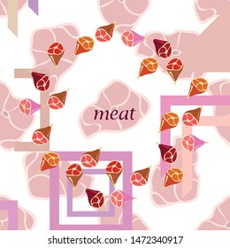 Whole foot, fresh meat. Image for farm shop concept. Vector background.