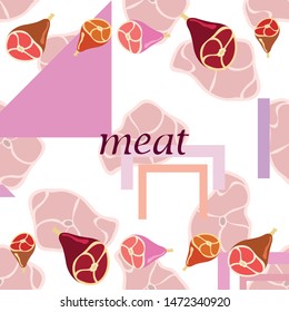 Whole foot, fresh meat. Image for farm shop concept. Vector background.