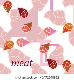 Whole foot, fresh meat. Image for farm shop concept. Vector background.