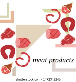 Whole foot, fresh meat. Image for farm shop concept. Vector background.