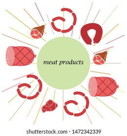 Whole foot, fresh meat. Image for farm shop concept. Vector background.