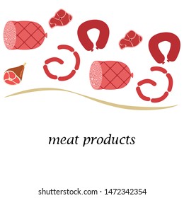 Whole foot, fresh meat. Image for farm shop concept. Vector background.