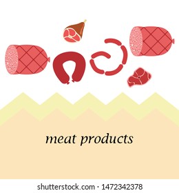 Whole foot, fresh meat. Image for farm shop concept. Vector background.