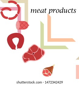 Whole foot, fresh meat. Image for farm shop concept. Vector background.