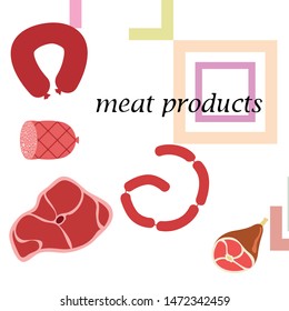 Whole foot, fresh meat. Image for farm shop concept. Vector background.