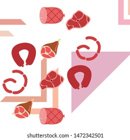 Whole foot, fresh meat. Image for farm shop concept. Vector background.