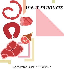 Whole foot, fresh meat. Image for farm shop concept. Vector background.