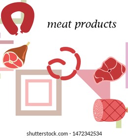 Whole foot, fresh meat. Image for farm shop concept. Vector background.