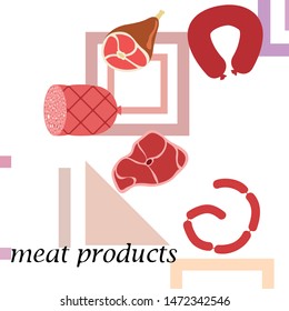 Whole foot, fresh meat. Image for farm shop concept. Vector background.