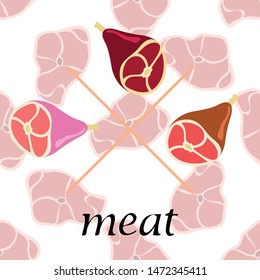 Whole foot, fresh meat. Image for farm shop concept. Vector background.