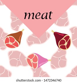 Whole foot, fresh meat. Image for farm shop concept. Vector background.
