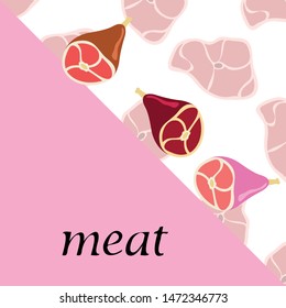 Whole foot, fresh meat. Image for farm shop concept. Vector background.