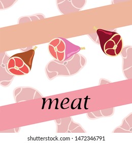 Whole foot, fresh meat. Image for farm shop concept. Vector background.