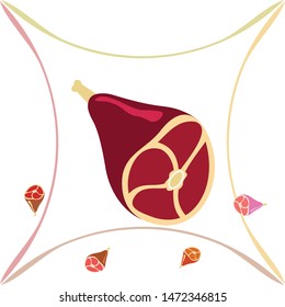 Whole foot, fresh meat. Image for farm shop concept. Vector background.