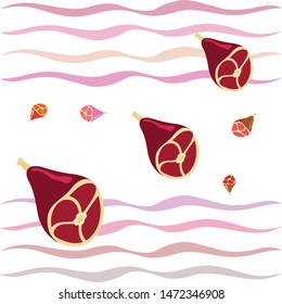 Whole foot, fresh meat. Image for farm shop concept. Vector background.