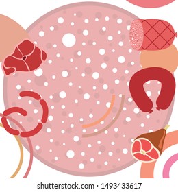 Whole foot, fresh meat. Image for farm shop concept. Vector background.