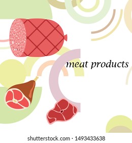 Whole foot, fresh meat. Image for farm shop concept. Vector background.