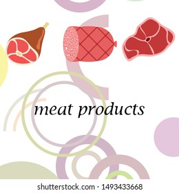 Whole foot, fresh meat. Image for farm shop concept. Vector background.