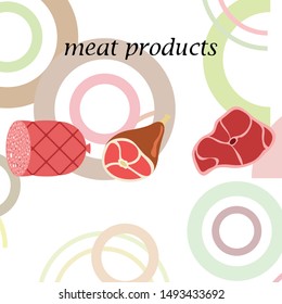 Whole foot, fresh meat. Image for farm shop concept. Vector background.