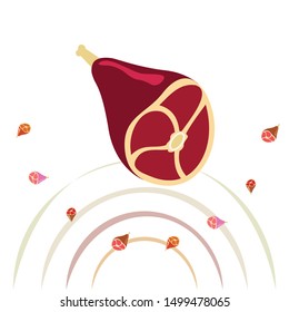 Whole foot, fresh meat. Image for farm shop concept. Vector background.