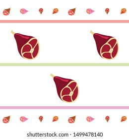 Whole foot, fresh meat. Image for farm shop concept. Vector background.