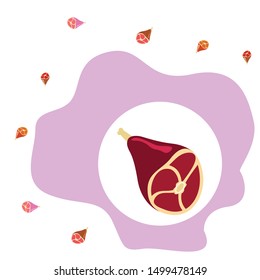 Whole foot, fresh meat. Image for farm shop concept. Vector background.