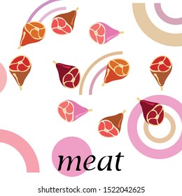 Whole foot, fresh meat. Image for farm shop concept. Vector background