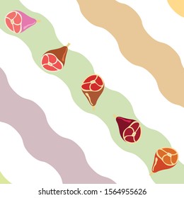 Whole foot, fresh meat. Image for farm shop concept. Vector background.