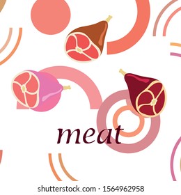 Whole foot, fresh meat. Image for farm shop concept. Vector background.