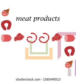 Whole foot, fresh meat. Image for farm shop concept. Vector background.