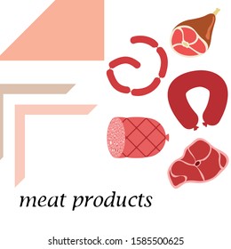 Whole foot, fresh meat. Image for farm shop concept. Vector background.