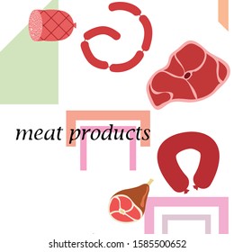 Whole foot, fresh meat. Image for farm shop concept. Vector background.