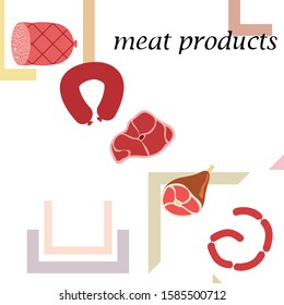 Whole foot, fresh meat. Image for farm shop concept. Vector background.