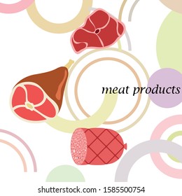 Whole foot, fresh meat. Image for farm shop concept. Vector background.