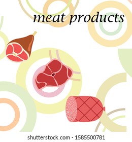 Whole foot, fresh meat. Image for farm shop concept. Vector background.