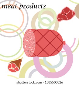 Whole foot, fresh meat. Image for farm shop concept. Vector background.