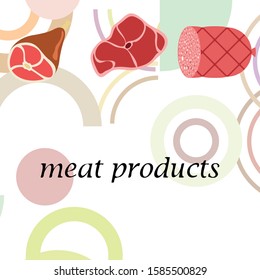 Whole foot, fresh meat. Image for farm shop concept. Vector background.