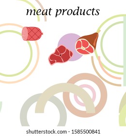 Whole foot, fresh meat. Image for farm shop concept. Vector background.