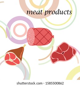 Whole foot, fresh meat. Image for farm shop concept. Vector background.