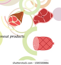 Whole foot, fresh meat. Image for farm shop concept. Vector background.