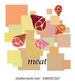 Whole foot, fresh meat. Image for farm shop concept. Vector background.