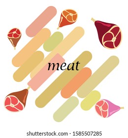 Whole foot, fresh meat. Image for farm shop concept. Vector background.