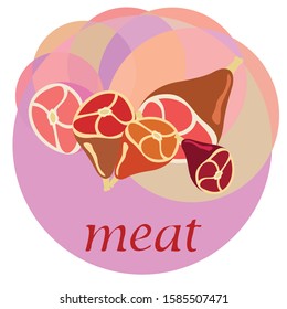 Whole foot, fresh meat. Image for farm shop concept. Vector background.