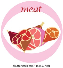 Whole foot, fresh meat. Image for farm shop concept. Vector background.