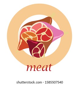 Whole foot, fresh meat. Image for farm shop concept. Vector background.