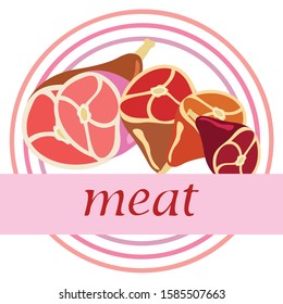 Whole foot, fresh meat. Image for farm shop concept. Vector background.